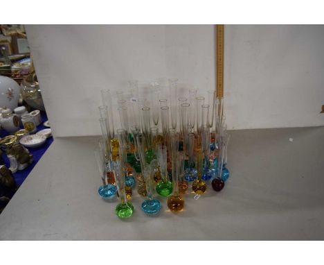 Group of Whitefriars style glass stem vases