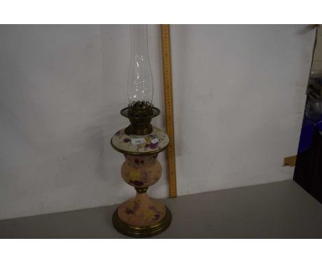 Early 20th century oil lamp with rust textured ceramic body