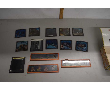 Box of various magic lantern slides