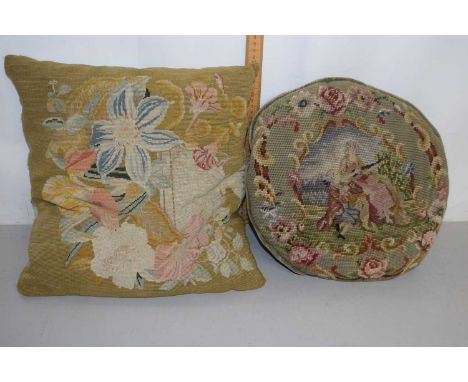 Two vintage tapestry cushions