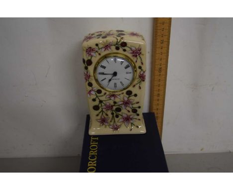 Small modern Moorcroft mantel clock with box