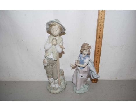 Lladro figure of a girl together with a further Nao figure of a boy