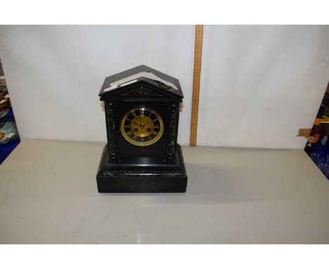 Victorian black slate cased mantel clock