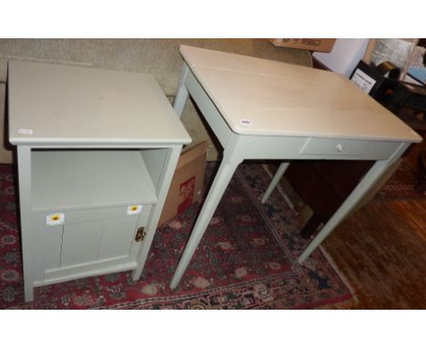 Painted pine side table &amp; matching pot cupboard