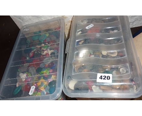 Two boxes containing vintage buttons