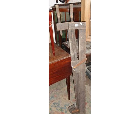 Pair of old wooden sash clamps