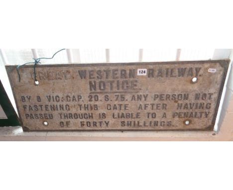 Original cast iron GWR gate notice sign