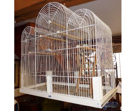 Vintage painted crystal palace-shaped steel birdcage, c. 1920s