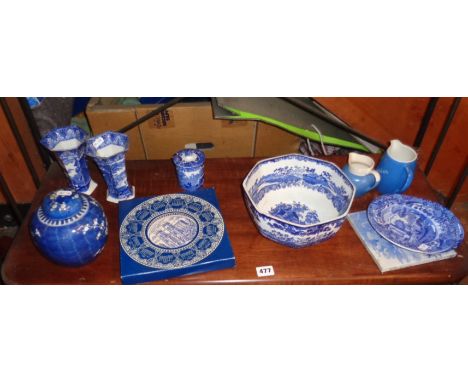 Quantity of blue and white china, inc. Cauldon and Spode