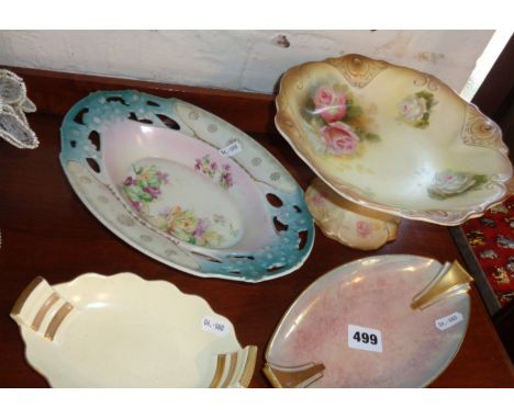 Art Deco Carltonware dishes, a Victorian rose Tazza and another pierced china bowl