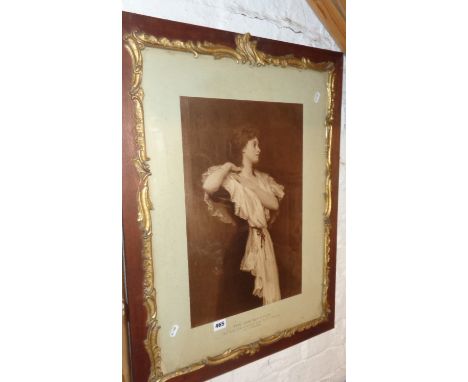 Edwardian ornately framed photogravure portrait of a woman titled "The Golden Chain", after H.J. Draper