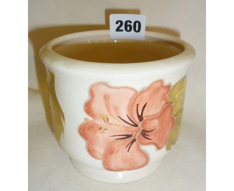 Moorcroft pottery planter decorated with flowers, approx 3.5" high