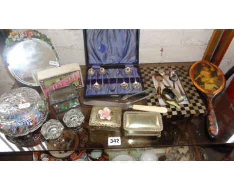 Assorted items inc. cutlery, glassware, trinket boxes, etc.