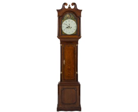 Joseph Gent, Walsall, an oak and mahogany longcase clock: the eight-day duration movement striking the hours on a bell, the t