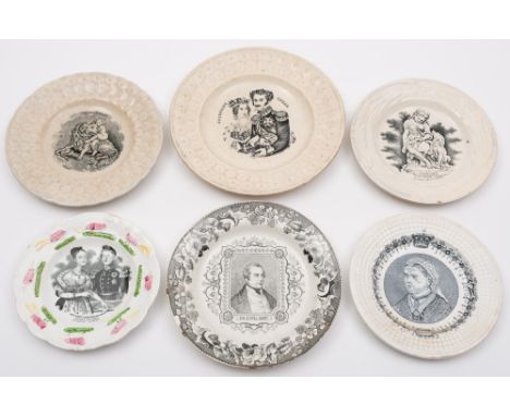 A group of four 'Portrait' and two 'The Great Exhibition' child's plates: including 'Josephine and Oscar', 'Her Most Gracious
