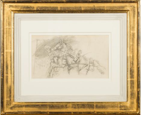 * Lucy Kemp Welch [1869-1958]-
Horses in a ring; verso 'Studies for elephant's Trick':-
studio collection stamp
pencil drawin