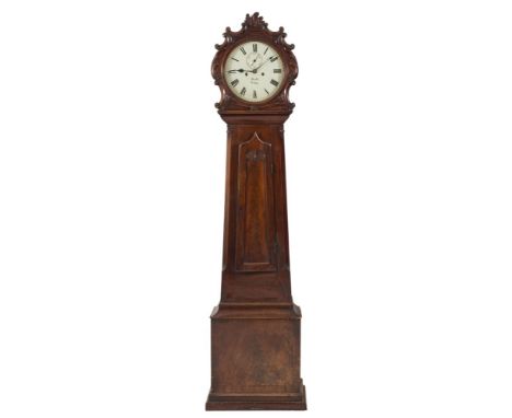 Booth, Dublin,a mahogany longcase clock: the eight-day duration movement striking the hours on a gong with the gong mount emb