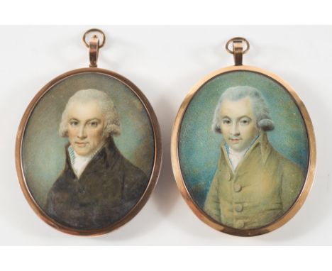 English School 18th Century-
A miniature portrait of William Barnard of Harwich:-,
head and shoulders, with powdered hair and