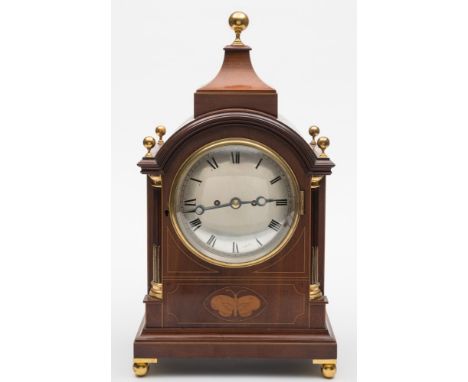 Gide a Paris, a miniature mahogany bracket timepiece with bracket: the watch movement with gilded cover signed Gide a Paris, 