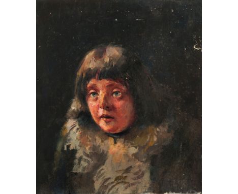 * Robert O Lenkiewicz [1941-2002]- 
Portrait study of a Woman:- 
Project 3. Mental Handicap, 1976
oil on board
45 x 38cm, unf