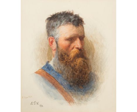 John Dawson Watson [1832-1897]-
'A Tyne Pilot', portrait study:-
signed with initials, dated 1870 and inscribed as titled 
wa