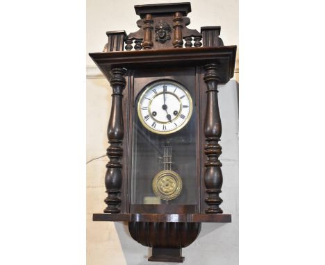 An Early 20th Century Wall Hanging Mahogany Cased Clock with 8 Day Movement, 64cm high 