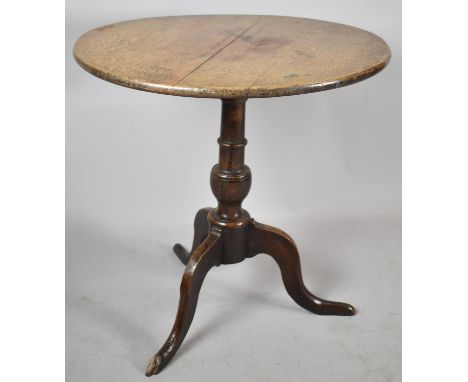 A 19th Century Snaptop Tripod Table in Oak, 68cm Diameter 