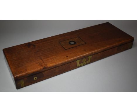 A Vintage Mahogany Shotgun Case with Armorial Inlaid Disk Depicting Lion Rampant and inscribed "Hathaway", Fitted Interior, 7