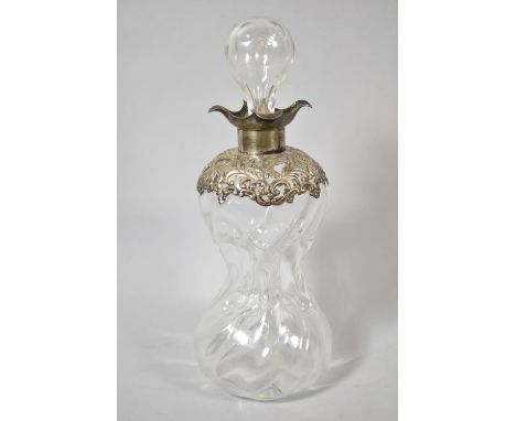 A Late 19th/Early 20th Century Scrooge Decanter with Silver Pierced Pourer, 26cm High 