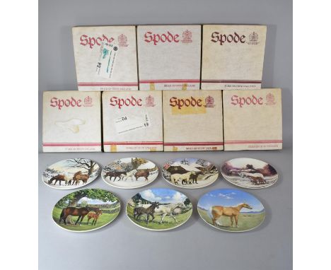 A Set of Seven Spode Horse Plates 