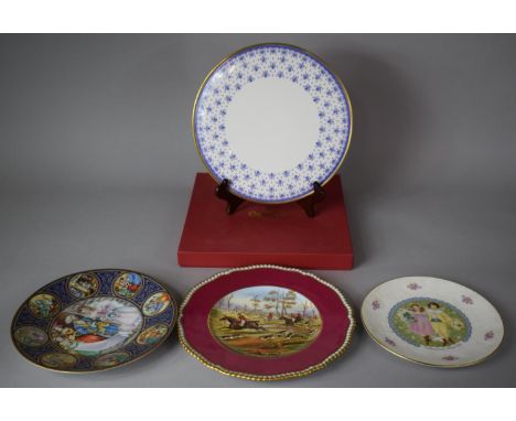 A Collection Various Decorated Plate to include Boxed Spode Fleur De Lys Pattern Cake Plate Etc 