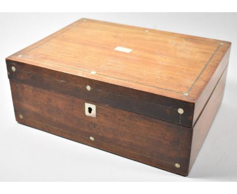 A Late 19th Century Mother of Pearl Inlaid Mahogany Work Box, 30cm wide 