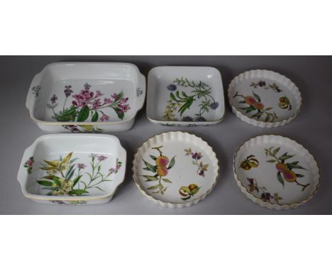 A Collection of Oven to Tablewares to include Three Royal Worcester Evesham Flan Dishes and Three Spode Staffordshire Flower 