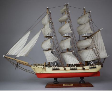 A Wooden Scale Model of a Three Masted Clipper, 60cm Long 