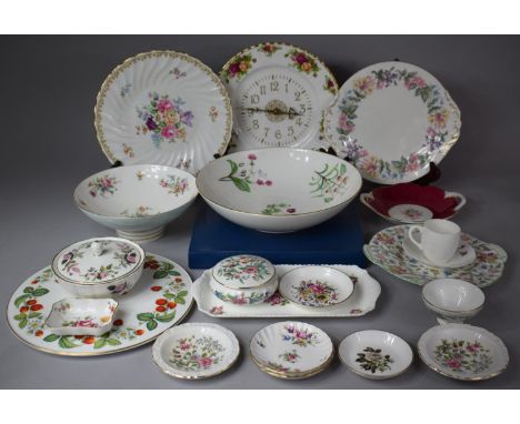 A Collection of Various Ceramics to include Boxed Royal Worcester Strawberry Cake Stand, Royal Albert Old Country Roses Clock