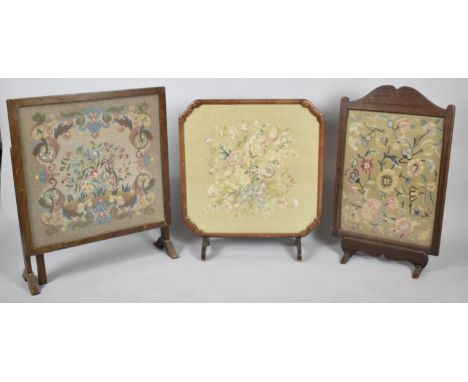 Three Mid 20th Century Wooden Framed Tapestry Screens 