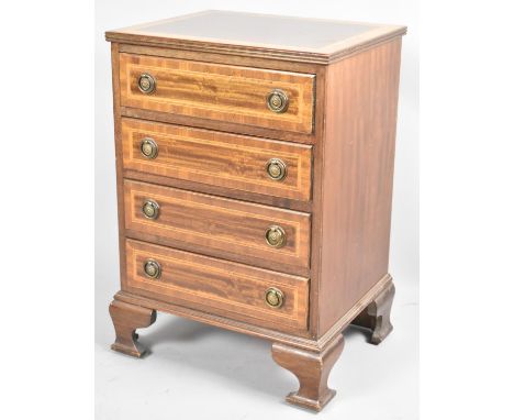 A Small Crossbanded and Inlaid Reproduction Four Drawer Chest on Bracket Feet, 45cm wide and 63cm High 