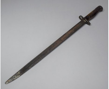 A British Army Bayonet with Wooden Handle, 1907 Pattern, 41.5cm Blade inscribed Wilkinson 1907 