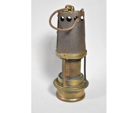 An Early Miner's Brass and Iron Safety Lamp, 21cm high 