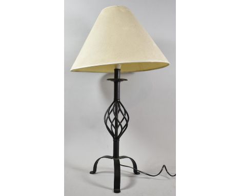 A Modern Wrought Iron Tripod Standard Lamp, with Shade, 71cm High 
