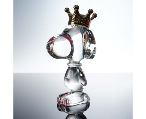 This Baccarat crystal figurine features the beloved character Snoopy elegantly rendered in clear crystal and topped with a re