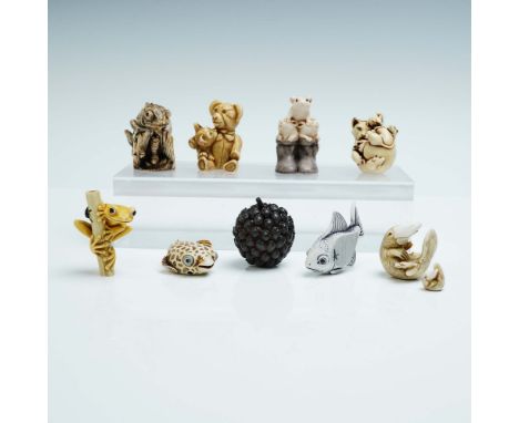 This 10-piece Adam Binder Edition figurine collection includes a delightful mix of wildlife and whimsical subjects sculpted i