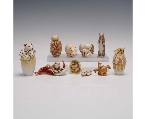 A delightful 10-piece Adam Binder Edition figurine collection, featuring a variety of finely sculpted animal and nature-inspi