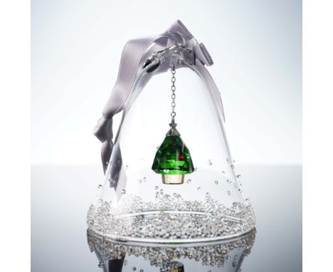 Annual edition Christmas bell featuring a splendid decoration. Accented with hundreds of tiny sparkling crystals on the exter