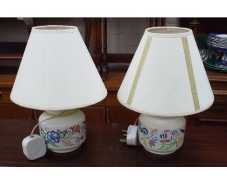 A pair of Poole pottery table lamps with shades