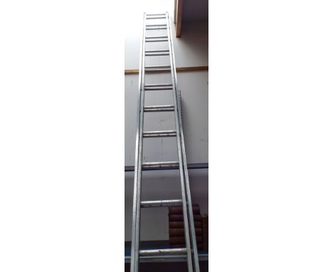 A 34 rung double extending aluminium ladder 
