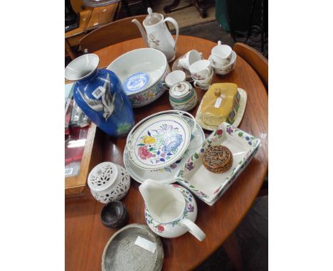 Floral decorated Poole Pottery, a Queen Anne coffee service and other decorative items of china 