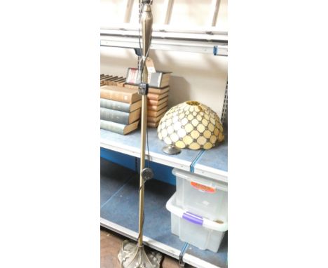 Metal lamp standard with tiffany lamp shade - as found