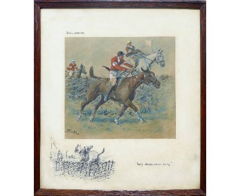 Snaffles (Charles Johnson Payne 1884-1967) Soldiers - Nasty Steeple Chasin Devils, coloured lithograph signed in pencil in th