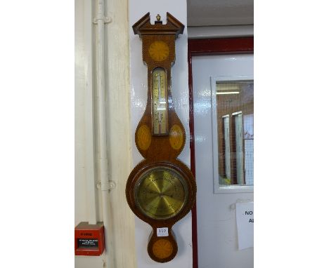 An Edward VII inlaid mahogany aneroid barometer